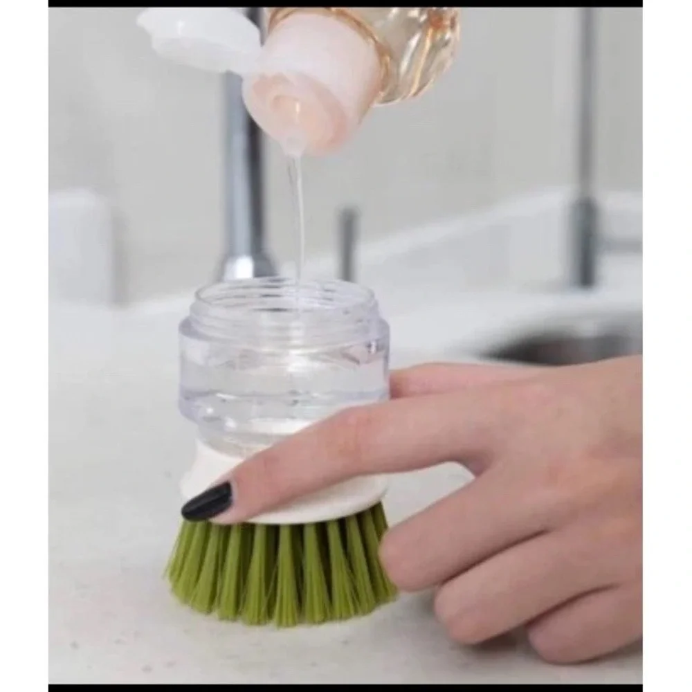 Soap Dispensing Dish Scrub Brush, Scrubber for Kitchen, Dish, Pan, Sink Green